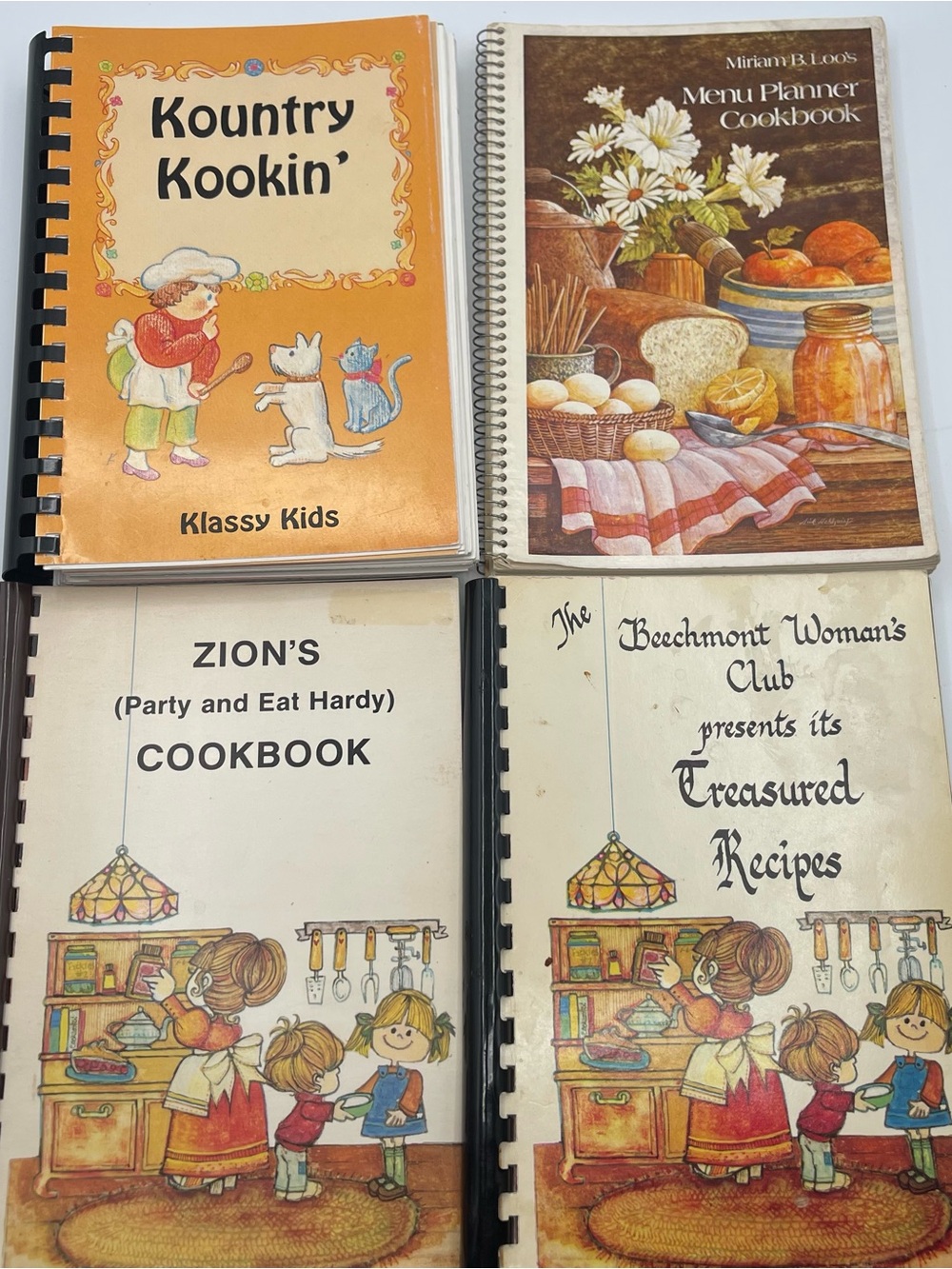 Vintage 1980s Family favorites cook book homemade set of 4 spiral Miriam B Loo’s
